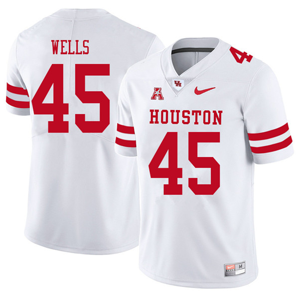 2018 Men #45 Spencer Wells Houston Cougars College Football Jerseys Sale-White - Click Image to Close